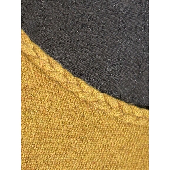 GARNET HILL Size MEDIUM Womens Mustard Yellow BRAIDED Trim 100% Cashmere Sweater - Picture 3 of 16